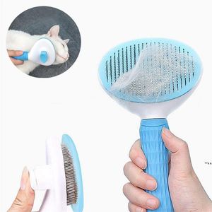 Cão grooming um-clique pente de remoção de cabelo animal de estimação gato cães pentear automático escova de cabelo limpeza ferramentas de grooming rRA10821