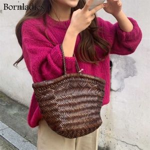 Bornladies Autumn Winter Loose Pullover Basic Warm Sweater for Women Soft Kniited Korean V Neck Fashion Pull 211011