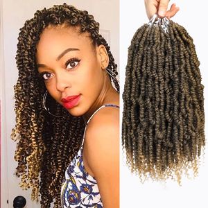 14 inch Bomb Twist Hair Synthetic Hair Extensions 24 Strands Pre-twisted Curly Passion Twist Pre-looped Synthetic Braiding Hair for Women LS02