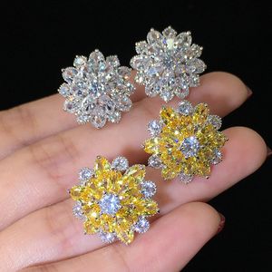 2021 bling zircon pedra flor prata cor brincos para mulheres moda jóias brinco coreano