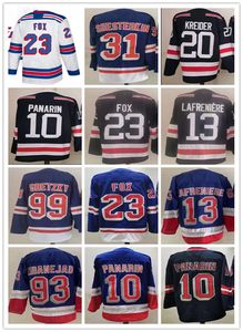 13 Alexis Lafeniere Hockey Jersey 23 Adam Fox Mika Zibanejad Kaapo Kakko Artemi Panarin Jersey Chris Kreider Wayne Gretzky Shesterkin 2021 Reverse Retro Jerseys