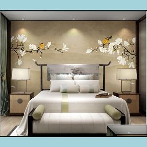 Wallpapers Home Décor Garden D Room Wallpaper Custom Po Non Woven Mural Chinese Magnolia Flower Hand Painted Flowers And Birds Wal For Wa