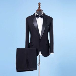 Męskie garnitury ślubne dla mężczyzn szal Kołnierz 2 sztuki Slim Fit Luksusowy Pokaż Singer Garnitury Męskie Czarne Tuxedo Jacket + Spodnie X0909