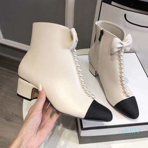 designer Thick Heel Short Boots Youth Cowboy With Bowknot Ladies Slippers Fashion Leathe Round Sandals Girls Head Metal Buckle Slides Heels