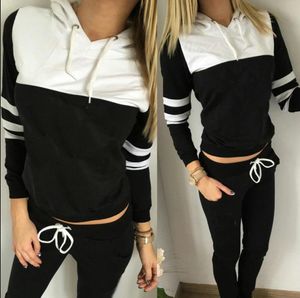 2020 Damen Gruppensportanzug Damen Kapuzenpullover Sweatshirt Kapuze + Freizeithose geeignet für Sport Fitness Yoga Bewegung Joggen