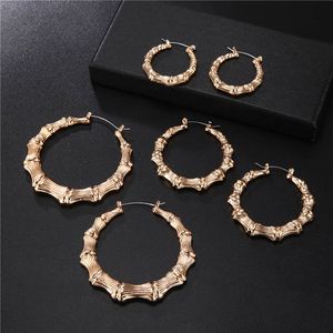 Special Bamboo Style Dangle Earring 3 Sizes Bamboos Hoop Novelty Women Exaggerated Earrings Golden And Silver Colors Wholesale By Set