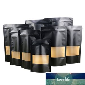 50 pcs Matte Papel Preto Stand up Frosted Janela Zip Bloqueio Saco Selamento Spice Spice Biscuits Coffee Packaging Packaging Pacotes Preço de Fábrica Especialista Qualidade