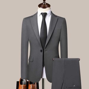 2022 Męska prostota Slim Fit Suit Youth Autumn Nowy Oblubienica Wedding Garnitur X0909