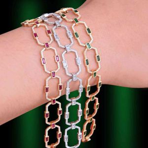 GODKI Luxury Square Link Chain Bangles Cubic Zircon CZ Vintage Bohemian Cuff Bracelets For Women Femme Fashion Jewelry