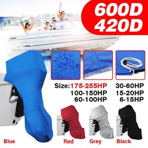 600D/420D Full Outboard Cover Boat Engine Protection For 6-225HP Motor Waterproof Blue Black Grey White