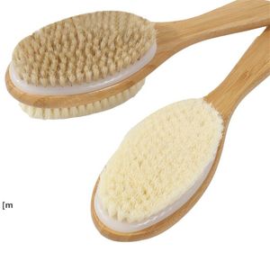Dual-Sided Long Handle Bath Shower Brush Back Scrubber Body Exfoliator Soft Stiff Bristles Wet & Dry Brushing ZZE12204