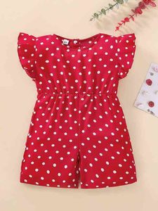 Bebê polka dot plissado guarnição romper ela