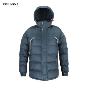 Corbona Mäns Jacka Vinterförtjockning Business Casual Fashion Högkvalitativ Parka Cotton Coat Zipper Hooded Man 211214