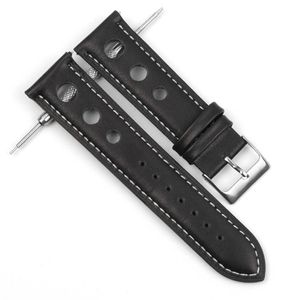 Onthelevel Handmade Breathable Watch Strap Belts 18mm 20mm 22mm 24mm Genuine Leather Black Strap Soft Wist Bracelet Watch Band H0915
