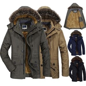 5XL 6XL collo di pelliccia con cappuccio uomo giacca invernale moda calda fodera di lana uomo e cappotto antivento uomo parka giacca da neve 220301