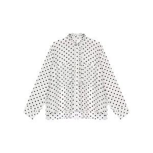 2021 primavera manica lunga girocollo bianco pois stampa tasche bottoni camicetta monopetto camicia moda donna 21G1213036