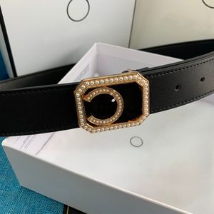 Belts Leather Belt Womens Designer Belts Fashion Brand Girdle Mens Pearl Waistband Letter C Golden Sliver Buckle Luxury Box Weote EGR4