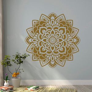 Adesivi murali Mandala Decalcomania Decalcomania di Yoga Decalcomanie Lotus Flower India Art Decor Boho Bedroom Dormitorio Studio Z929