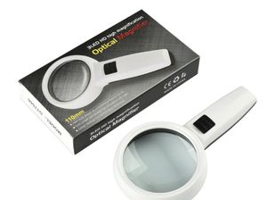 DT7666 lente de vidro duplo com luz LED 30X HD Lupa Handheld Alta Magnifier de Identificação de Energia