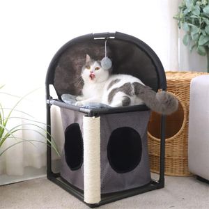 Wholesale climber toys resale online - Cat Beds Furniture Levels All In One Multi Functional Tree Condo Tower Bed Climber Peek Holes Scratching Post Dangling Toy