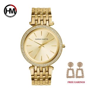 Drop Kobiety Rose Gold Top Luksusowy Marka Kwarcowy Moda Wodoodporna Wrist Watch 1 Set Gift Dress Relogio Feminino 210527