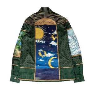 Camisas De Lino al por mayor-Casablanc Alchemy Imprimir Sun Moon Constellation TOTEM Seda de manga larga camisa para hombres y mujeres del mismo estilo europeo y americano