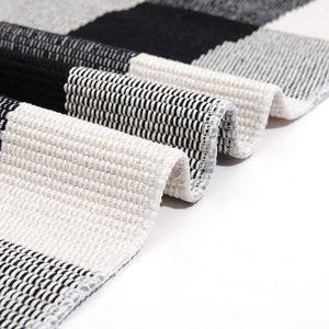 Carpets Cotton Lattice Black And White Floor Mat Doormat Kitchen Bathroom Outdoor Porch Laundry Woven Carpet For Living Room1