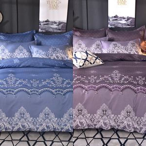 Floral Lace Printed Luxury Bedding Set Nordic King Size Duvet Cover Set Single Double Queen Quilt Cover Sängkläder sängkläder C0223