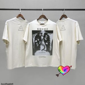 Rhude T-shirt Uomo Donna Alta qualità 1: 1 Rhude X-ray Tee Skull Bone Stampa farfalla Collare manica corta Tag Casual E2ST