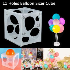 11 Holes Balloon Sizer Box Reusable Clear Measurement Tool Stand Kits for Birthday Wedding Party New Year Balloon Decoration