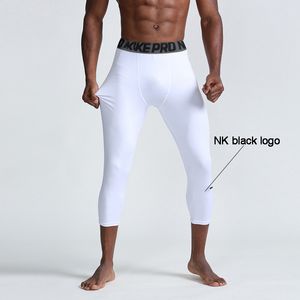 Wholesale elastic waist capris for sale - Group buy New black white sports fitness pants men s quick drying compression Capri cropped pants basketball running stretch training tights