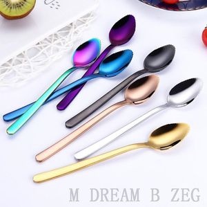 Creative Spoons Fruit Spoon 304 Stainless Steel Spoons with Teeth Baby Fruit Vegetable Easy Eating