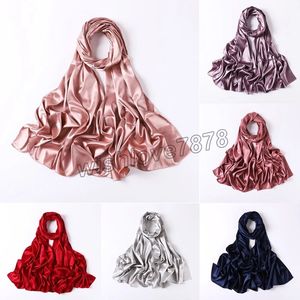 Oversize muçulmano liso hijab mulheres cetim longo lenço sólido foulard pashmina lenços lenços headscarf xales e envoltório para senhoras macias novas