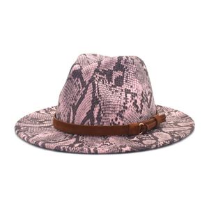 Szeroki kapelusz rondo kapelusza wełniany kapelusz rodzaj stylu angielskiego Serpentynowy top z płaską jazzową fadora dla kobiety