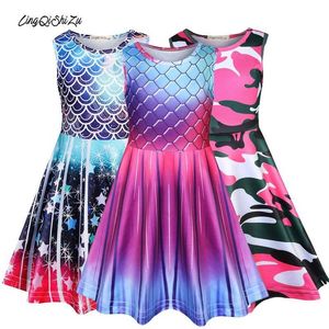 Dino Princess Dress Girls Letnie Maluch Sukienki dla Czerwonych Dzieci Plaid Cute 8 do 10 lat q0716