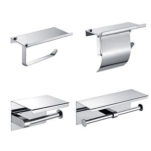 304 Stainless Steel Tissue Box Roll Stand Mobile Phone Toilet Paper Holder Bathroom 210720