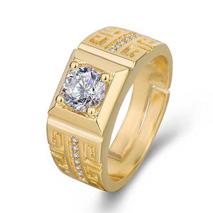 Mens anéis de cristal jóias casal anel diamond zircon casamento conjunto de banhado a ouro para estilos de banda feminina