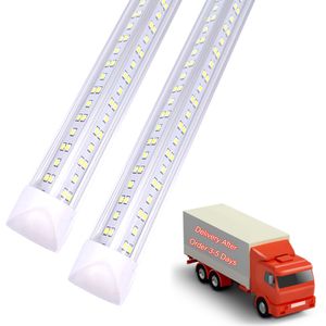 72W 144W LED tubo de luz 2 pés 4 pés 8 pés em forma de V integrado T8 em forma de V lado duplo 4 linhas LEDs tubos de luzes AC85-277V