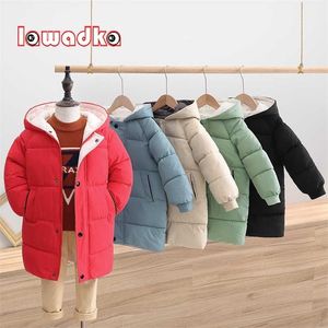 Lawadka inverno infantil de jaqueta menino menino menina de algodão parka casacos engrossar morno crianças casaco moda longo outerwear roupas 211203