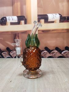 7.8 Inç Kahverengi Nargile Cam Bongs Dabber Rigleri Su Bong Sigara Boru Ananas Tasarım 14mm Eklem Kase