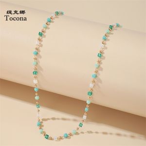 Tocona Bohemian Colorful Bead Chain Choker Necklace for Women Charm Handmade Party Jewelry Drop naszyjnik 14026 210721