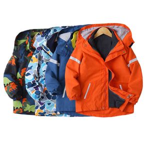 Jesień - zima Chłopcy Płaszcz Odpinany Polar Dzieci Odzież Dinozaur Chłopcy Kurtki 3-12 lat Dzieci Outdoor Windbreaker dla chłopców H0909