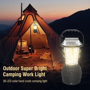 Solar Lamps BORUiT Super Bright Hand Crank LED Lantern Rechargeable Camping Work Emergency Light Hunt Beads Lamp