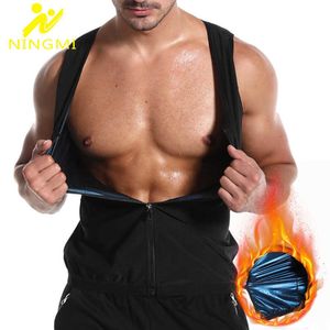 NINGMI Men Neoprene Sauna Shirt Body Shaper Vest Waist Trainer Slimming Tank Gym Shapewear Corset Top