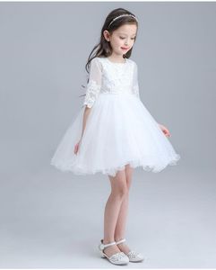 White Flower Girl Dress For Weddings Lace LowRuffles Organza Vestidos De Comunion Pageant Gowns