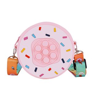 Fidget Toys Mini Crossbody Torba Kid Pączek Round Toddler Girl Children Ramię Torebka Cute Pasek Kawaii Travel Portfles W1