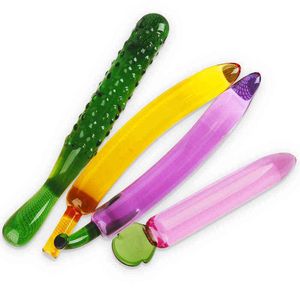 NXY Sex Anal Leksaker Glas Banan Dildo Konstgjorda Penis Aubergine Dildos För Kvinnor Frukt Vegetabilisk Kvinnlig Onani Plug Gurka Toy