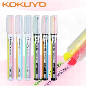 Highlightery Kokuyo Highlighter Work Beetle Light-Head Marker Pen Lekko kolorowe Student Color Ręcznie Podwójna linia PM-L303