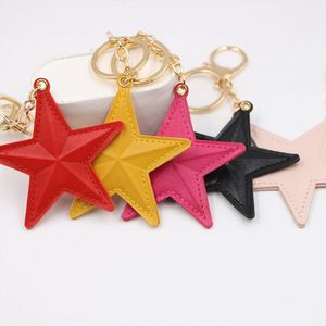 Fashion Charm PU Leather Star Pendant Keychain Women Five-pointed Alloy Bag Key Ring Holder For Women Gift Souvenir Jewelry
