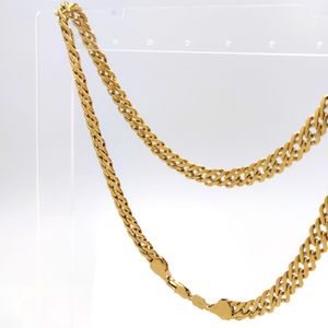 Collana con catena a coda di volpe Franco di palma di grano tondo da 10 mm con maglie in oro giallo da 24